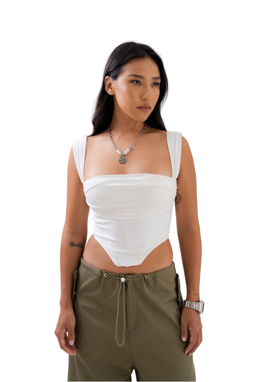 Fitted White Corset Top