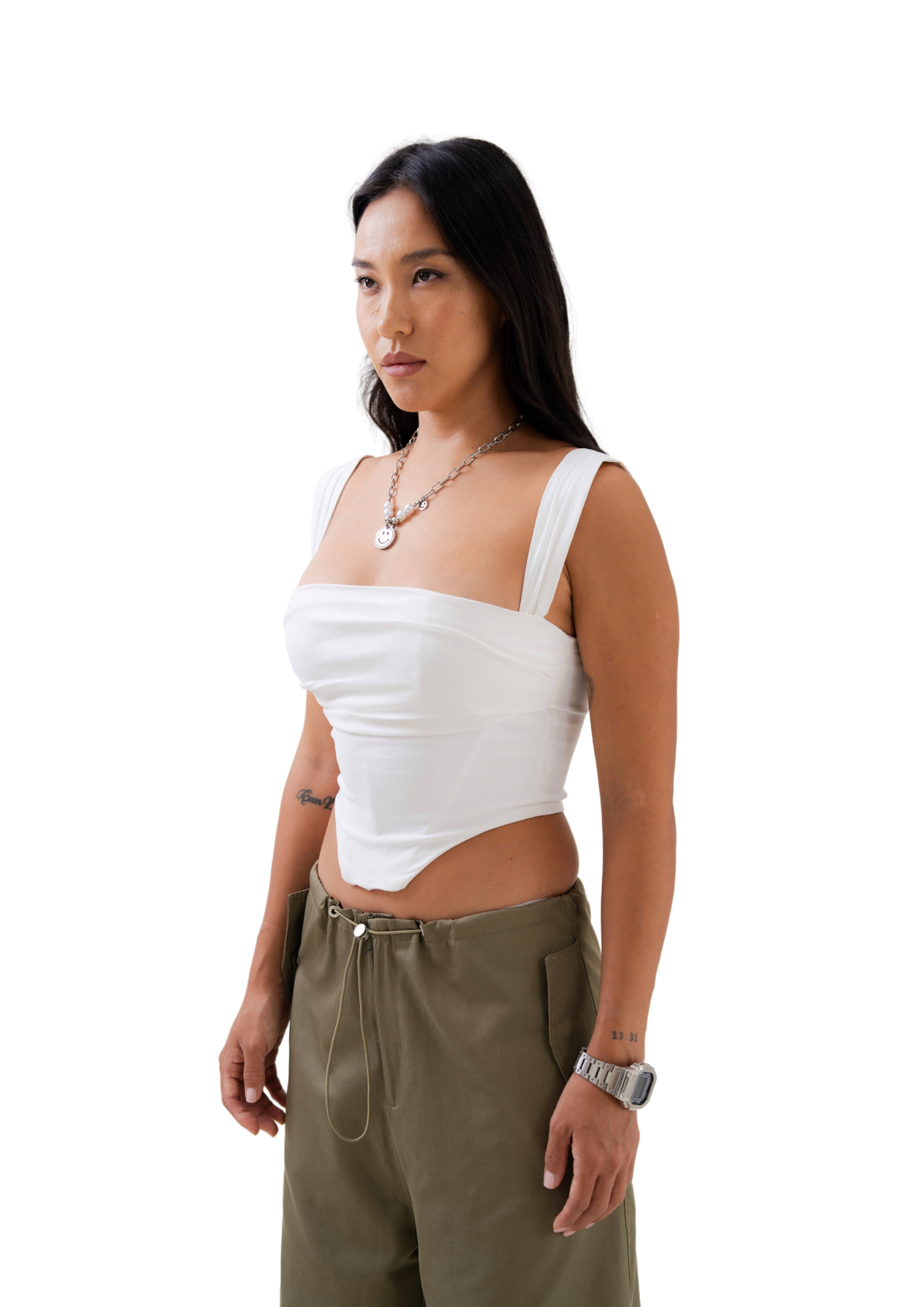 Fitted White Corset Top