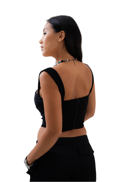 Fitted Black Corset Top